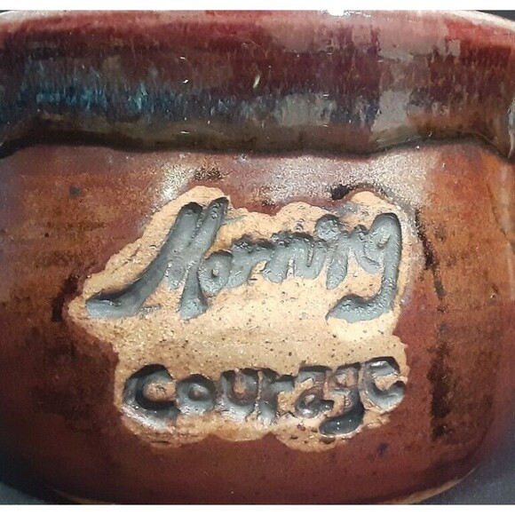 Skull "Morning Courage" Strong Medicine Coffee Mug Handmade Studio Pottery 16 oz - Picture 9 of 11